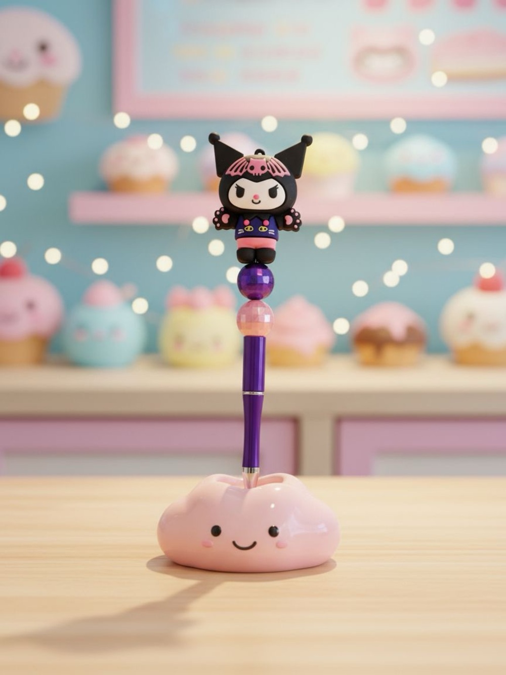 Cute Purple Beaded Pen Character Kurumi Kawaii Sanrio